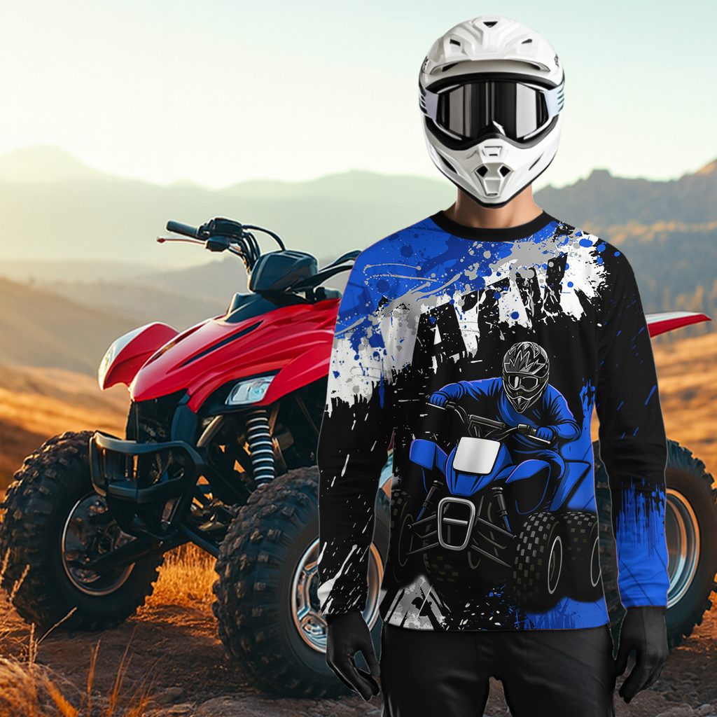 Blue ATV Motocross Jersey Personalized + Adult& Quad Bike Shirt Atv Mx Off-Road Dirt Bike