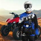 Blue ATV Motocross Jersey Personalized + Adult& Quad Bike Shirt Atv Mx Off-Road Dirt Bike