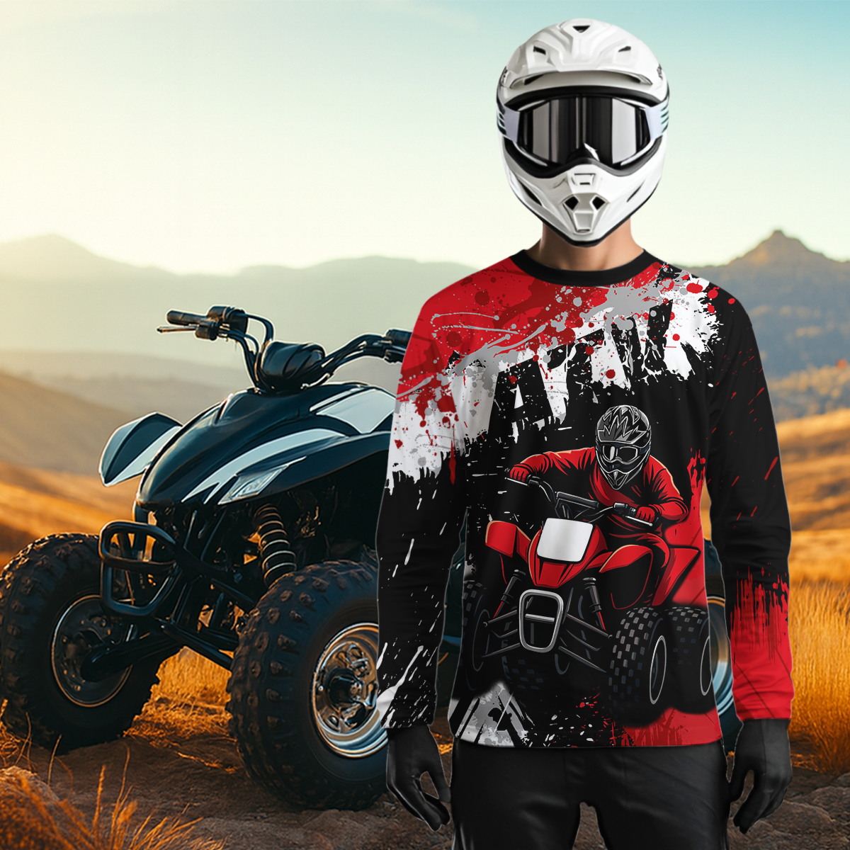 Red ATV Motocross Jersey Personalized + Adult& Quad Bike Shirt Atv Mx Off-Road Dirt Bike