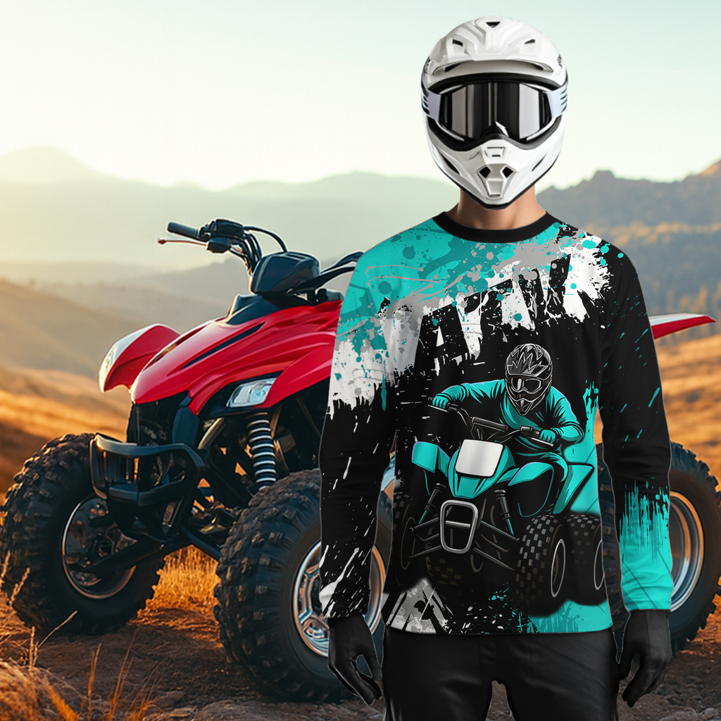 Turquoise ATV Motocross Jersey Personalized + Adult& Quad Bike Shirt Atv Mx Off-Road Dirt Bike