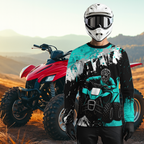 Turquoise ATV Motocross Jersey Personalized + Adult& Quad Bike Shirt Atv Mx Off-Road Dirt Bike