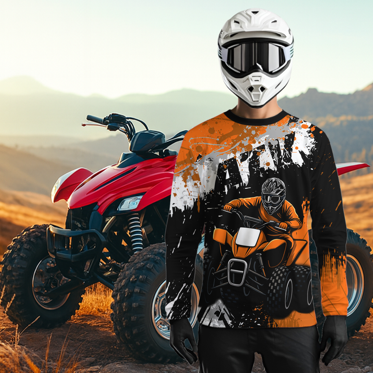 Orange ATV Motocross Jersey Personalized + Adult& Quad Bike Shirt Atv Mx Off-Road Dirt Bike