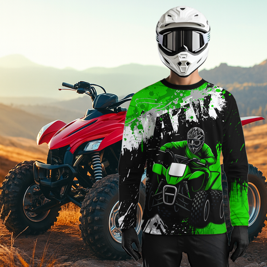 Green ATV Motocross Jersey Personalized + Adult& Quad Bike Shirt Atv Mx Off-Road Dirt Bike