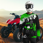 Green ATV Motocross Jersey Personalized + Adult& Quad Bike Shirt Atv Mx Off-Road Dirt Bike