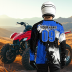 Blue ATV Motocross Jersey Personalized + Adult& Quad Bike Shirt Atv Mx Off-Road Dirt Bike