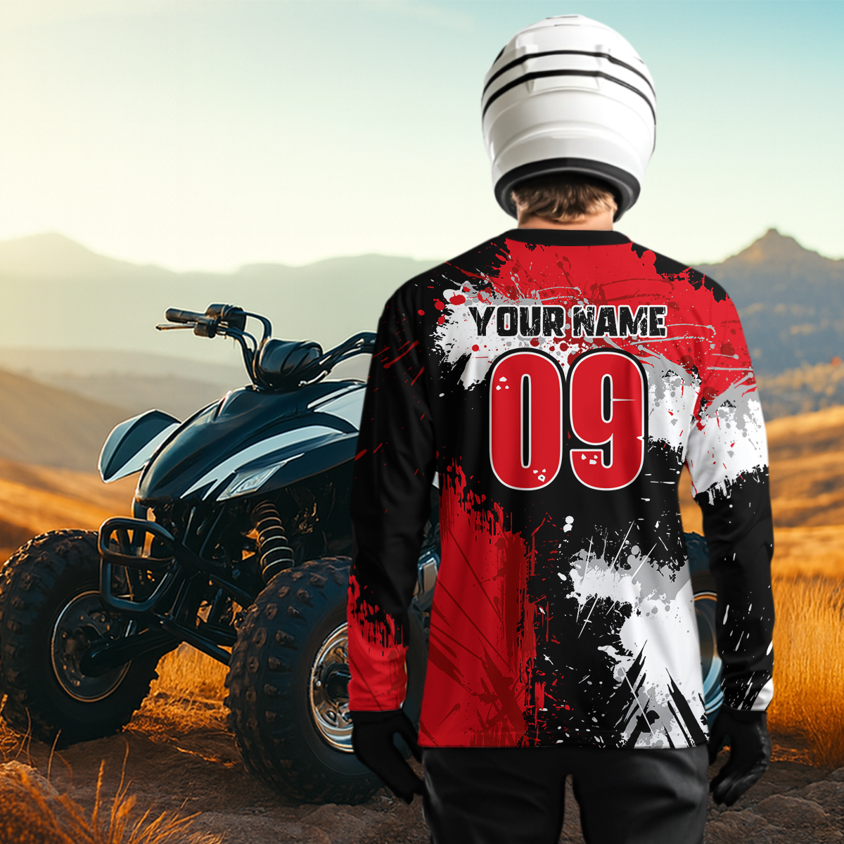 Red ATV Motocross Jersey Personalized + Adult& Quad Bike Shirt Atv Mx Off-Road Dirt Bike