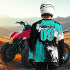 Turquoise ATV Motocross Jersey Personalized + Adult& Quad Bike Shirt Atv Mx Off-Road Dirt Bike