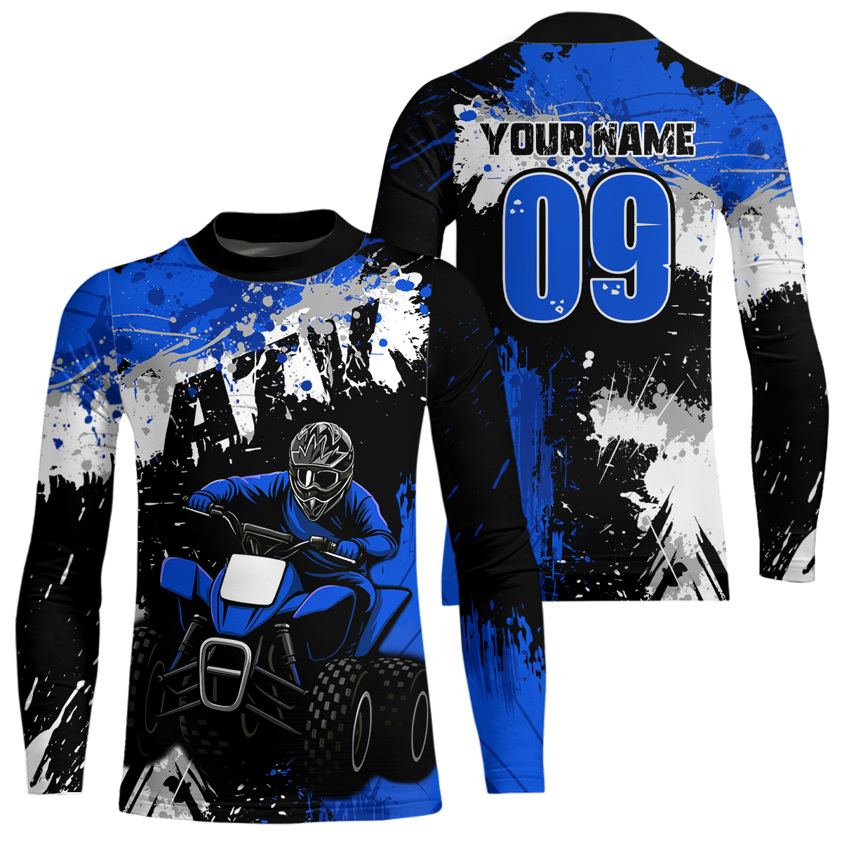 Blue ATV Motocross Jersey Personalized + Adult& Quad Bike Shirt Atv Mx Off-Road Dirt Bike