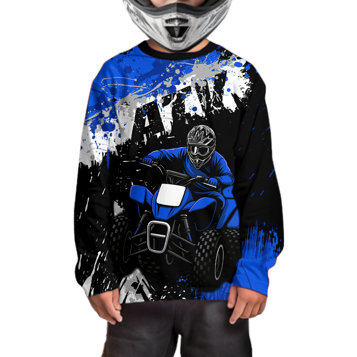 Blue ATV Motocross Jersey Personalized + Adult& Quad Bike Shirt Atv Mx Off-Road Dirt Bike