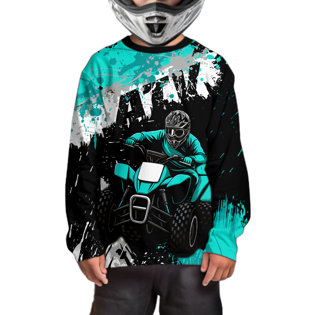 Turquoise ATV Motocross Jersey Personalized + Adult& Quad Bike Shirt Atv Mx Off-Road Dirt Bike