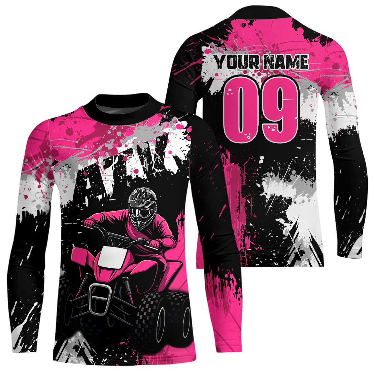 Pink ATV Motocross Jersey Personalized + Adult& Quad Bike Shirt Atv Mx Off-Road Dirt Bike