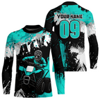 Turquoise ATV Motocross Jersey Personalized + Adult& Quad Bike Shirt Atv Mx Off-Road Dirt Bike
