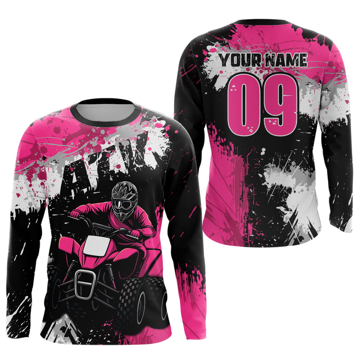 Pink ATV Motocross Jersey Personalized + Adult& Quad Bike Shirt Atv Mx Off-Road Dirt Bike