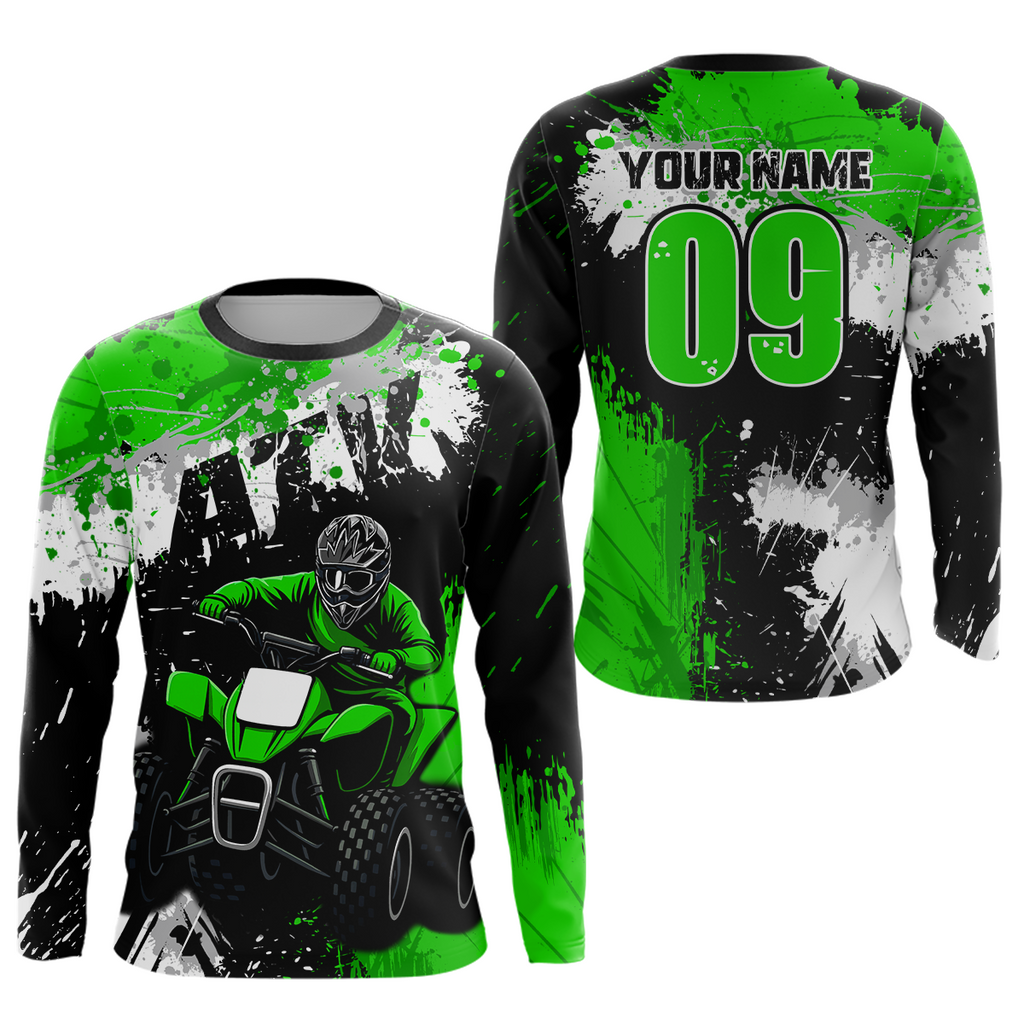 Green ATV Motocross Jersey Personalized + Adult& Quad Bike Shirt Atv Mx Off-Road Dirt Bike