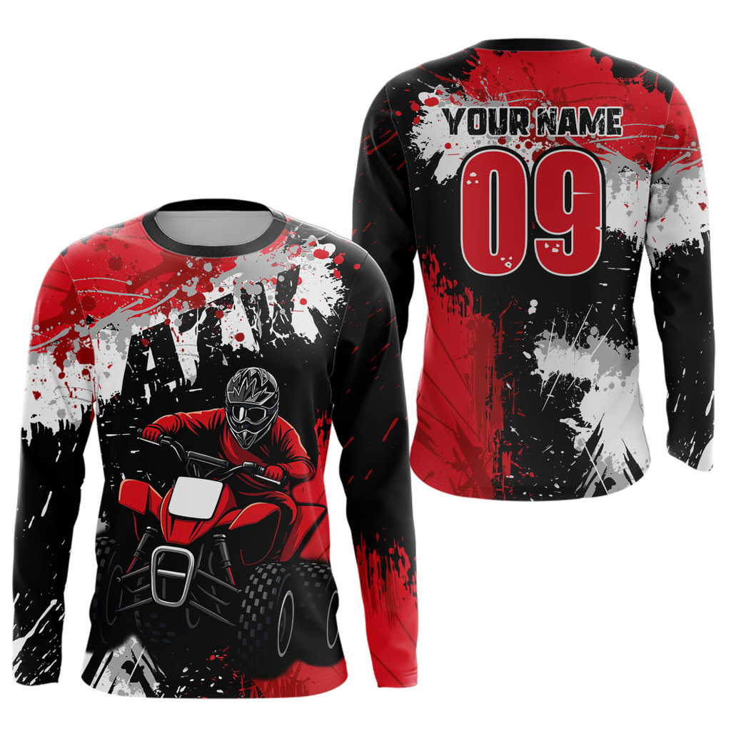 Red ATV Motocross Jersey Personalized + Adult& Quad Bike Shirt Atv Mx Off-Road Dirt Bike