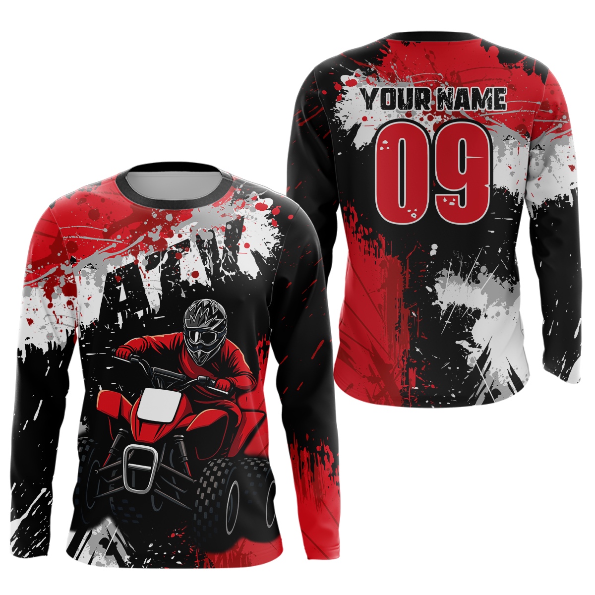 Red ATV Motocross Jersey Personalized + Adult& Quad Bike Shirt Atv Mx Off-Road Dirt Bike