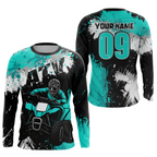 Turquoise ATV Motocross Jersey Personalized + Adult& Quad Bike Shirt Atv Mx Off-Road Dirt Bike