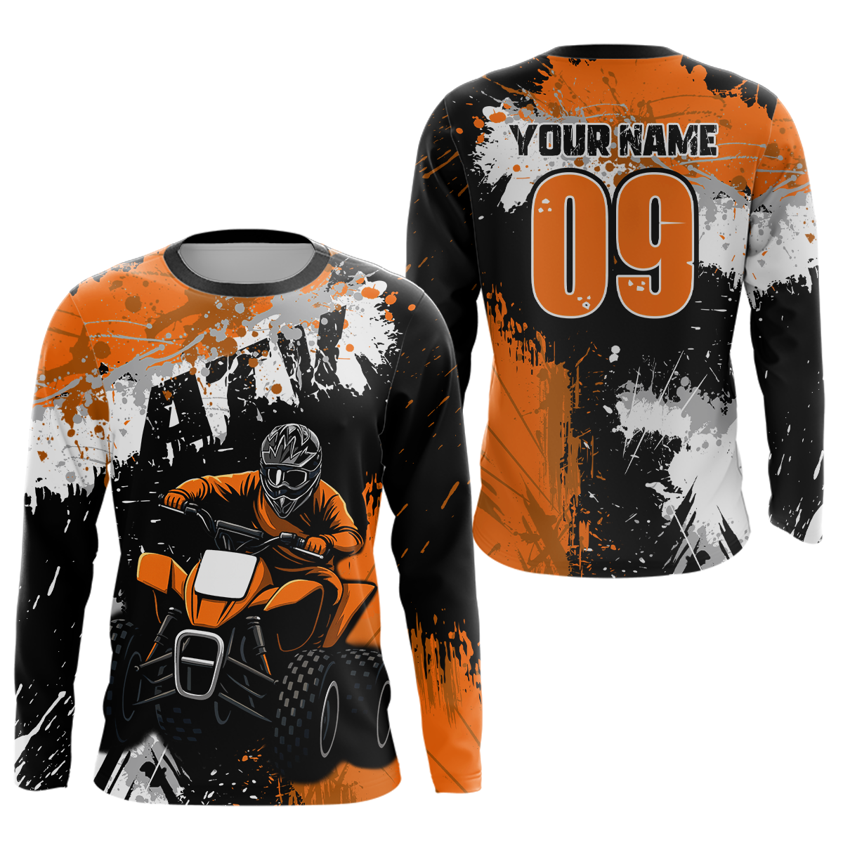 Orange ATV Motocross Jersey Personalized + Adult& Quad Bike Shirt Atv Mx Off-Road Dirt Bike