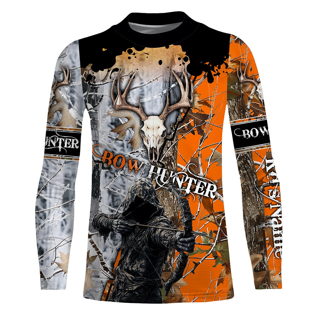Archery Bow Hunting Deer Skull Grim Reaper Camouflage Customized Name Shirt