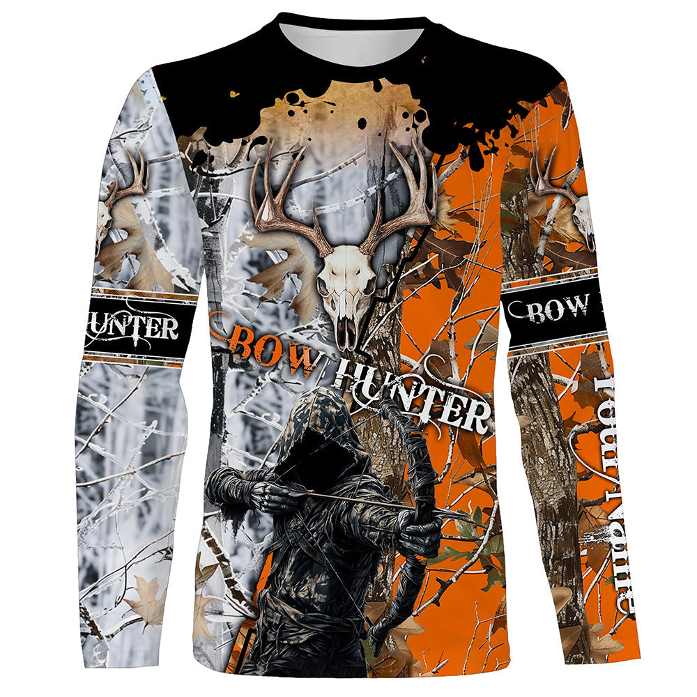 Archery Bow Hunting Deer Skull Grim Reaper Camouflage Customized Name Shirt