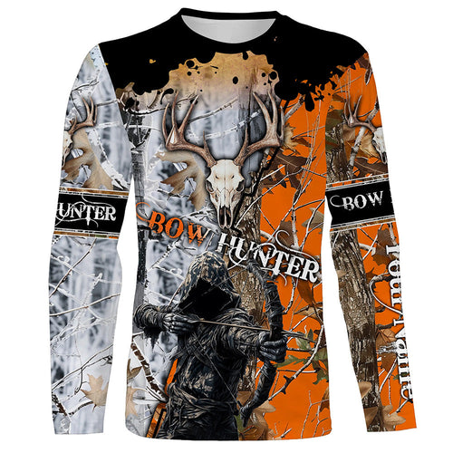 Archery Bow Hunting Deer Skull Grim Reaper Camouflage Customized Name Shirt