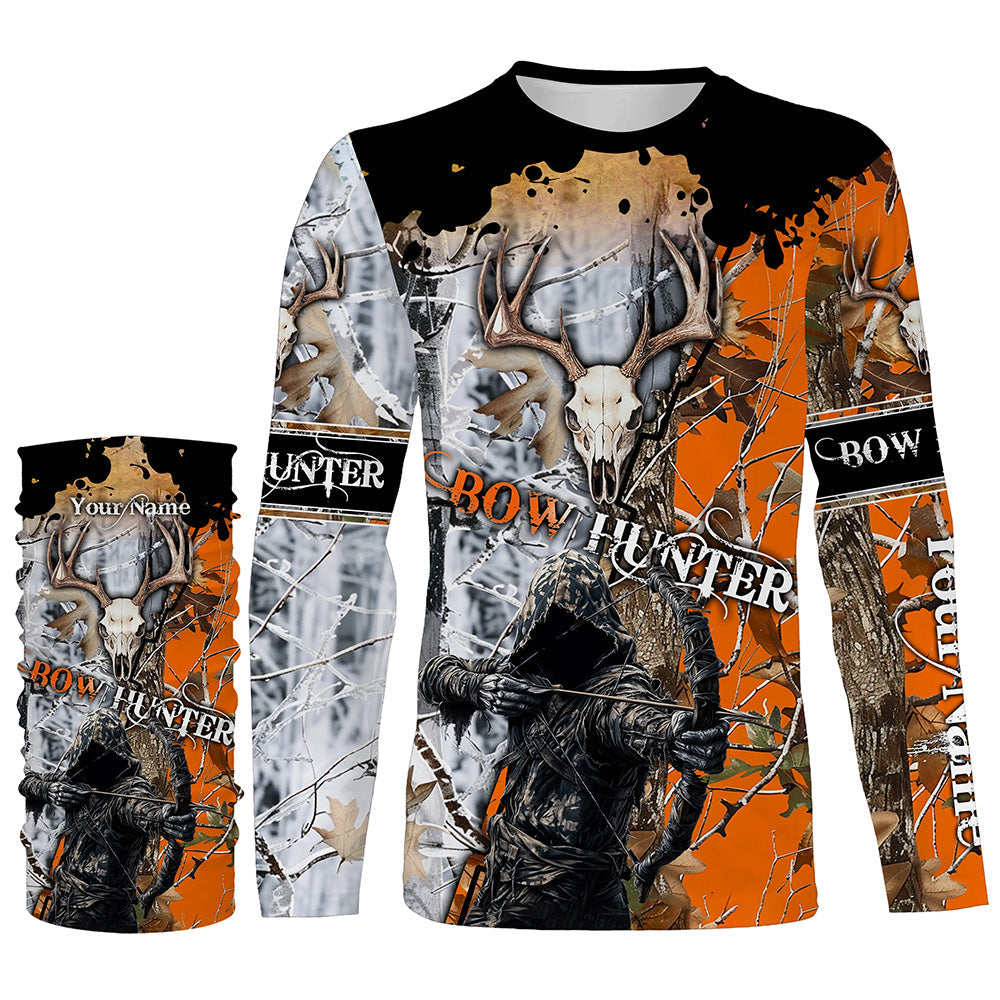 Archery Bow Hunting Deer Skull Grim Reaper Camouflage Customized Name Shirt