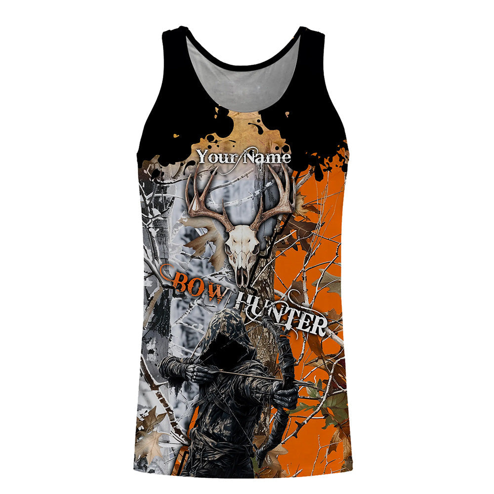 Archery Bow Hunting Deer Skull Grim Reaper Camouflage Customized Name Shirt