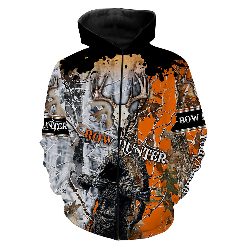 Archery Bow Hunting Deer Skull Grim Reaper Camouflage Customized Name Shirt
