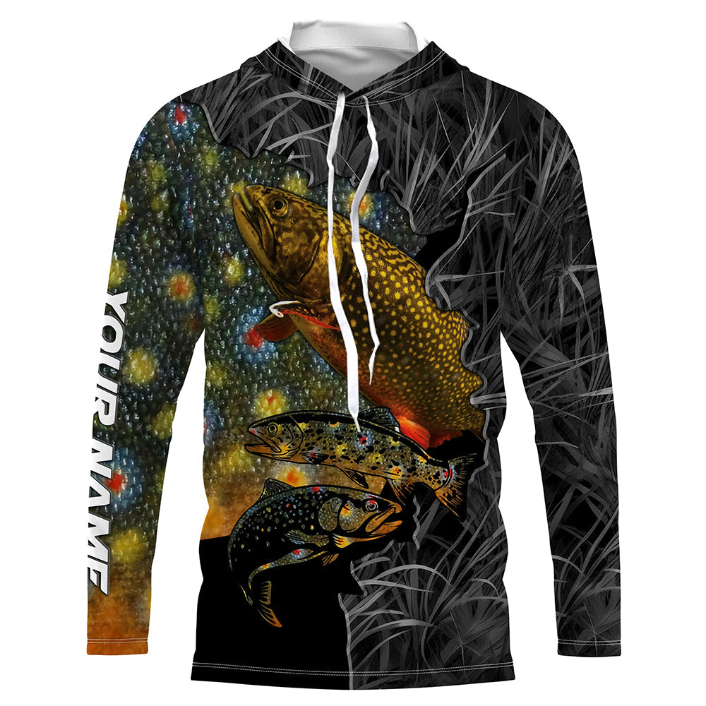 Brook Trout Fishing Camo Custom Name UV Protection Shirts, Trout Fishing Jerseys Tournament Shirt