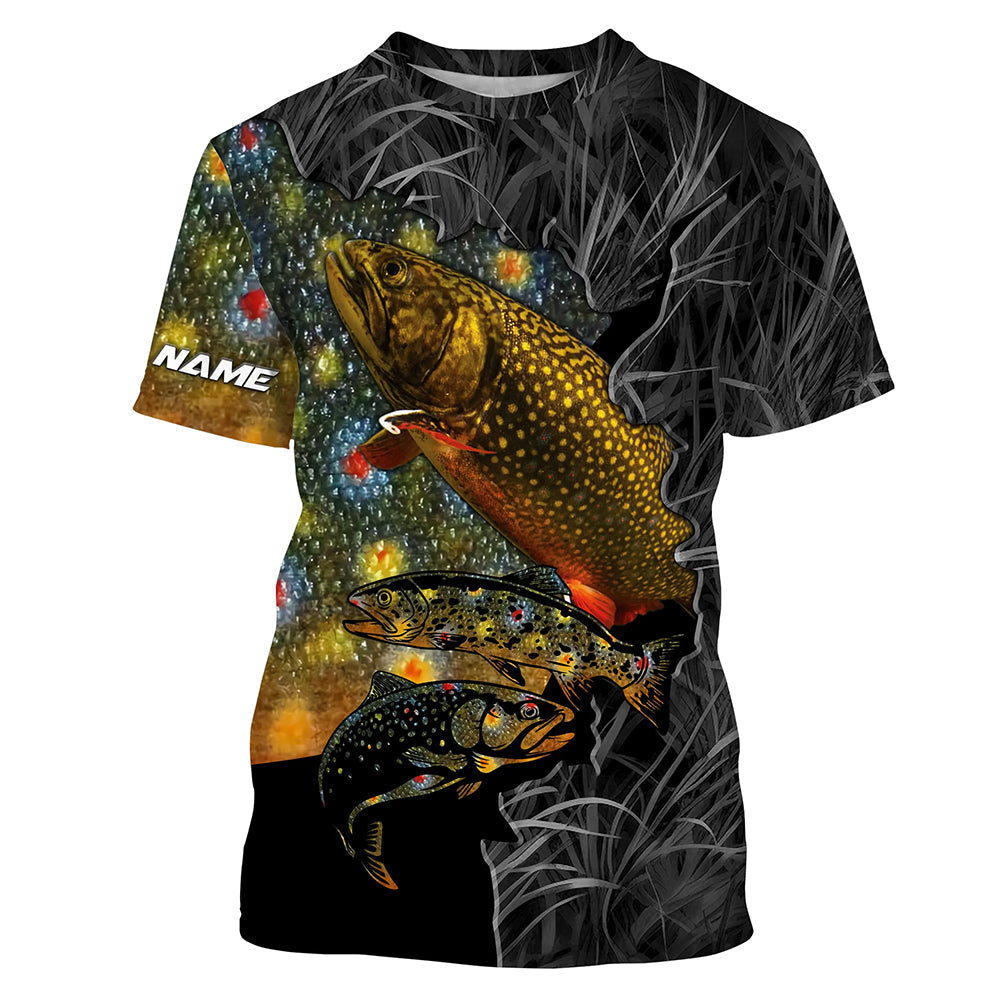 Brook Trout Fishing Camo Custom Name UV Protection Shirts, Trout Fishing Jerseys Tournament Shirt