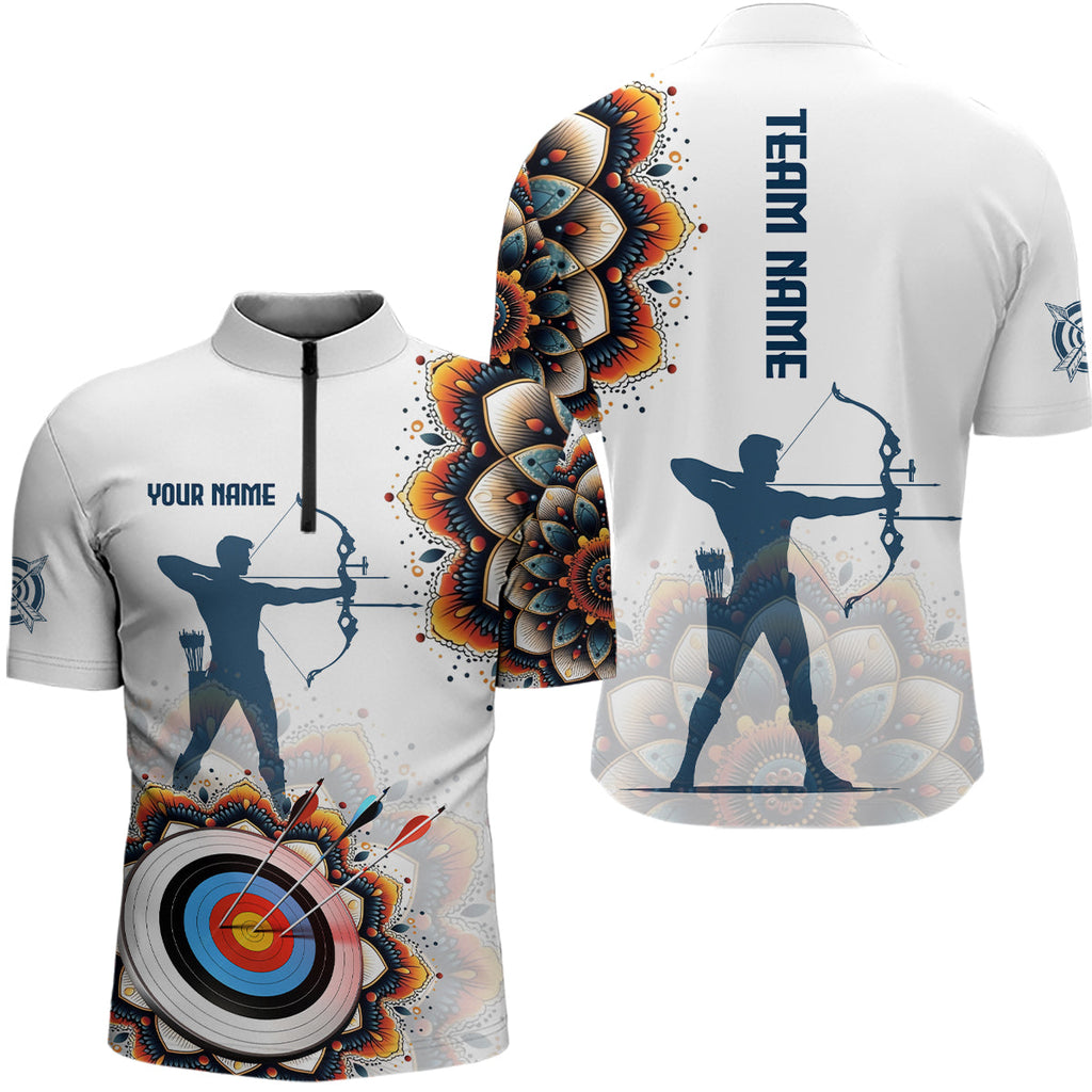 Personalized Mandala Flower Archery Target Custom Archery Polo Shirts, Archery Jerseys