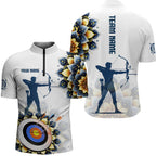 Mandala Flower Archery Custom Name Quarter-Zip Shirt, Archery Shirts For Archer