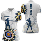 Mandala Flower Archery Custom Name Quarter-Zip Shirt, Archery Shirts For Archer