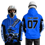 Custom Blue ATV Racing Hoodie + Motocross Hoodie Extreme Riding Sweatshirt