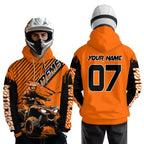 Custom Orange ATV Racing Hoodie + Motocross Hoodie Extreme Riding Sweatshirt