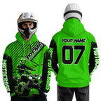 Custom Green ATV Racing Hoodie + Motocross Hoodie Extreme Riding Sweatshirt