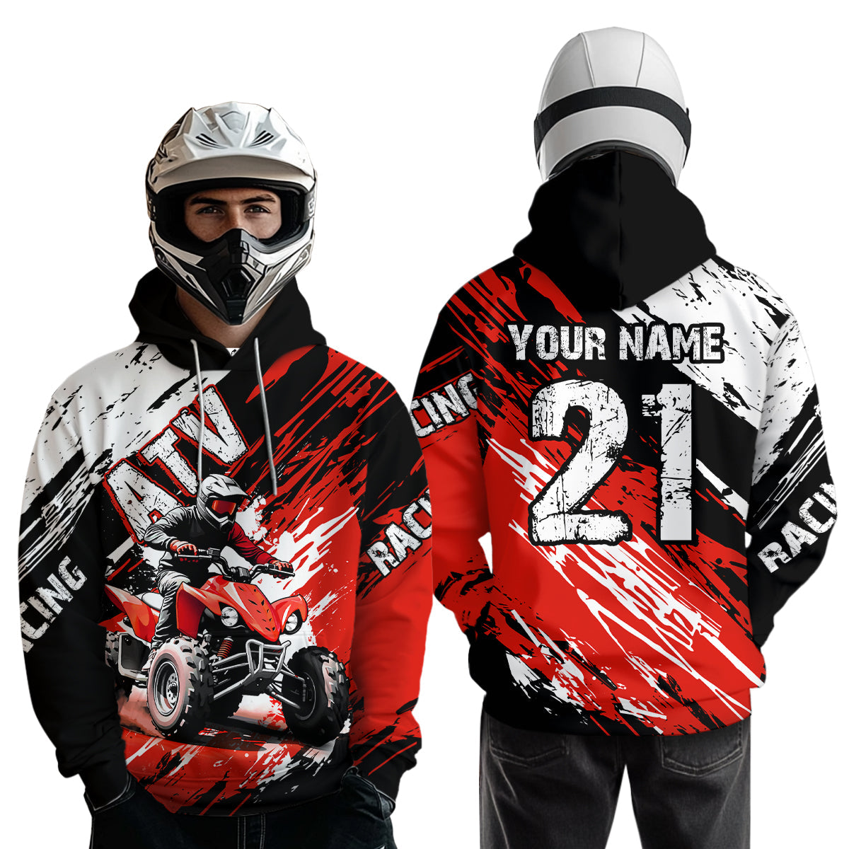 Red Atv Motocross Hoodie Custom Off-Road Quad Bike Hoodies