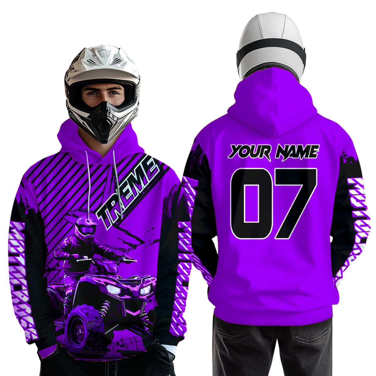 Custom Purple ATV Racing Hoodie + Motocross Hoodie Extreme Riding Sweatshirt