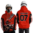 Custom Red ATV Racing Hoodie + Motocross Hoodie Extreme Riding Sweatshirt