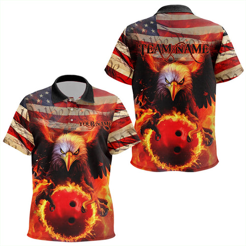 American Flag We The People Custom Patriotic Eagle US Bowling Team Polo Shirts