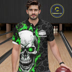 Personalized Skull Bowling Shirt Custom Team'S Name Flame Bowler Jerseys