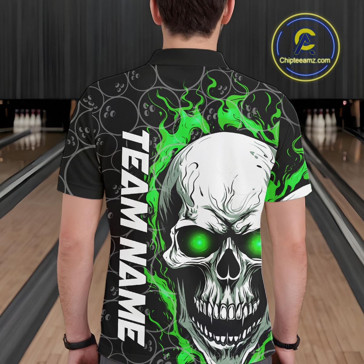 Personalized Skull Bowling Shirt Custom Team'S Name Flame Bowler Jerseys