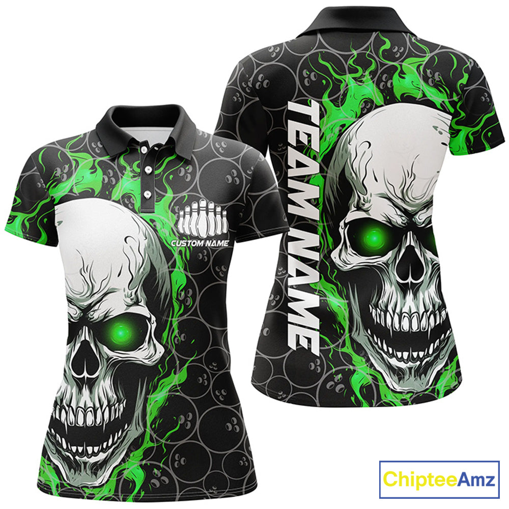 Personalized Skull Bowling Shirt Custom Team'S Name Flame Bowler Jerseys