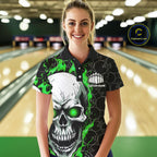 Personalized Skull Bowling Shirt Custom Team'S Name Flame Bowler Jerseys