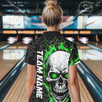 Personalized Skull Bowling Shirt Custom Team'S Name Flame Bowler Jerseys