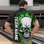 Personalized Skull Bowling Shirt Custom Team'S Name Flame Bowler Jerseys