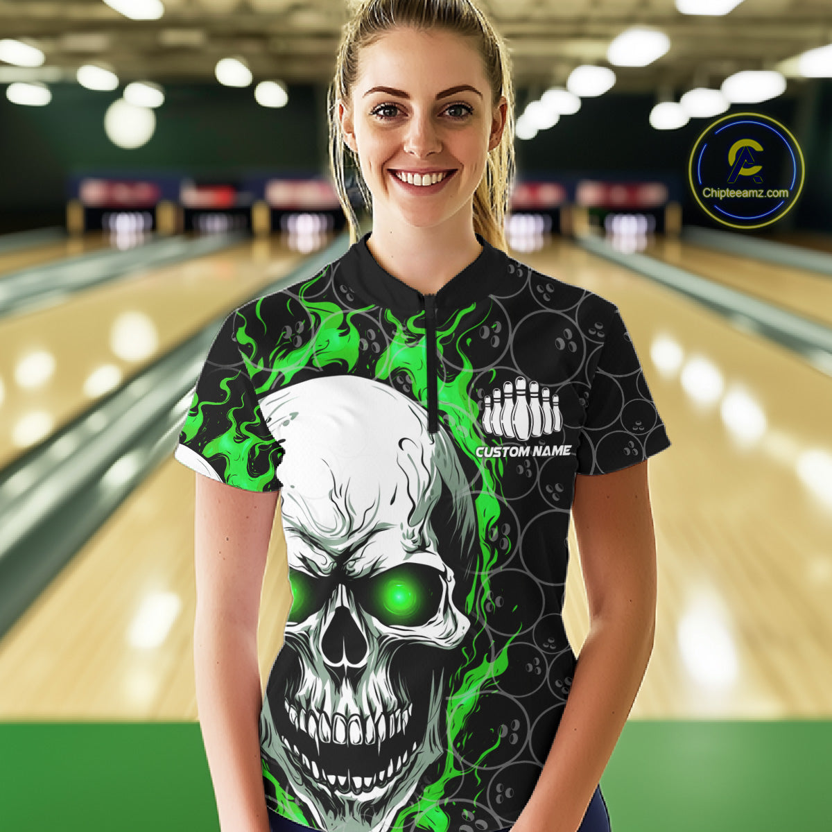 Personalized Skull Bowling Shirt Custom Team'S Name Flame Bowler Jerseys