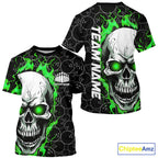 Custom Green Bowling T Shirts, Bowling Team 3D All Over Printed Shirt Bowling Jersey