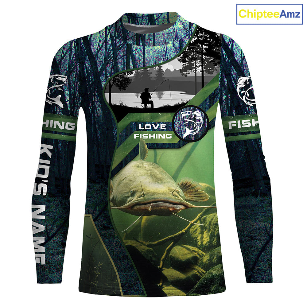 Flathead Catfish Custom name All over print shirts - personalized fishing gift, and
