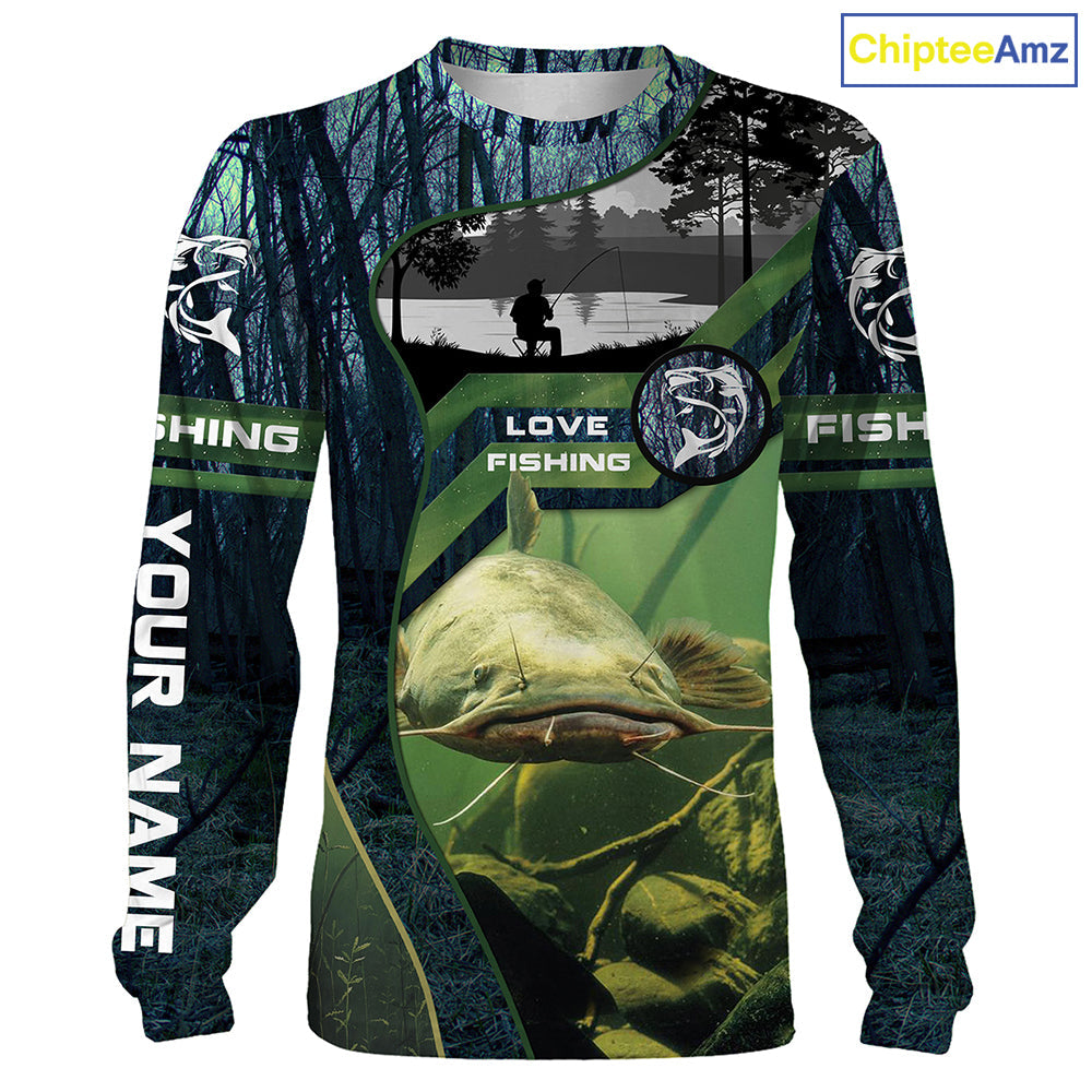 Flathead Catfish Custom name All over print shirts - personalized fishing gift, and